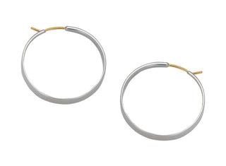 Silver Classic Forged Hoop Earrings w/14KY posts
