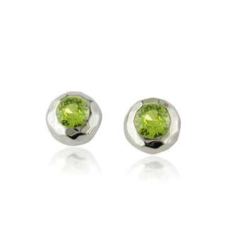 Peridot “Ripple” Stud Earring In Sterling Silver By Zina Beverly Hills