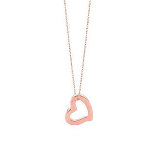 14K Rose Gold 18" Polished Open Heart Necklace