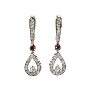 JAB Designs White And Rose Gold Diamond And Ruby Drop Earrings