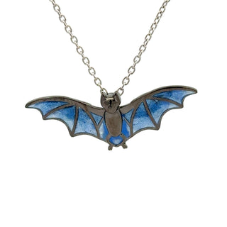 Blue Bat Black Rhodium Plated Necklace