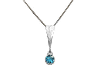 Sterling Silver Blue Topaz Excitement! Pendant 18"