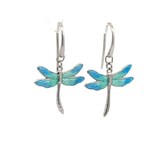 SS Blue Dragonfly Wire Earring