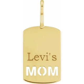 14K Yellow Engravable Mom Charm/Pendant
