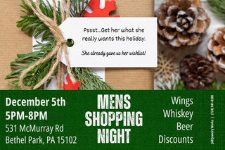 Men's Shopping Night: Thursday, December 5th, 5-8PM