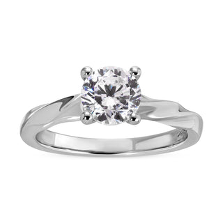 Twisted Shank Solitaire Engagement Ring Semi-Mount In White Gold