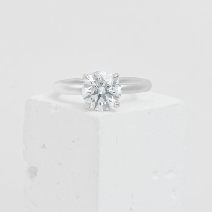 14KW 2.10ctw D VVS2  Round LAB Diamond Solitaire Ring