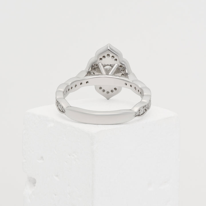 14k White Gold 1.38ct Oval Lab-Grown Diamond Halo Engagement Ring