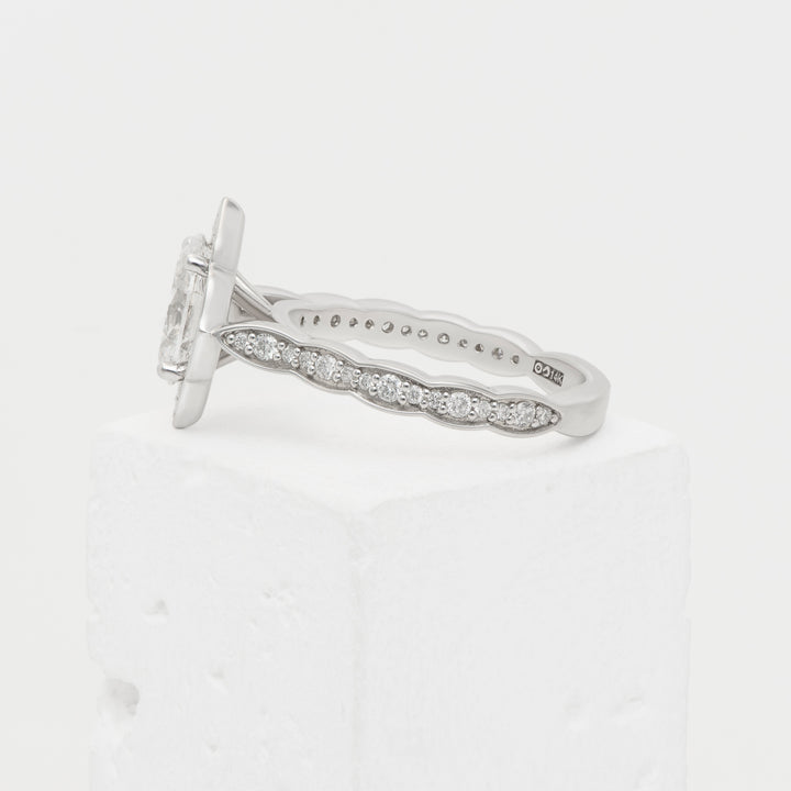 14k White Gold 1.38ct Oval Lab-Grown Diamond Halo Engagement Ring