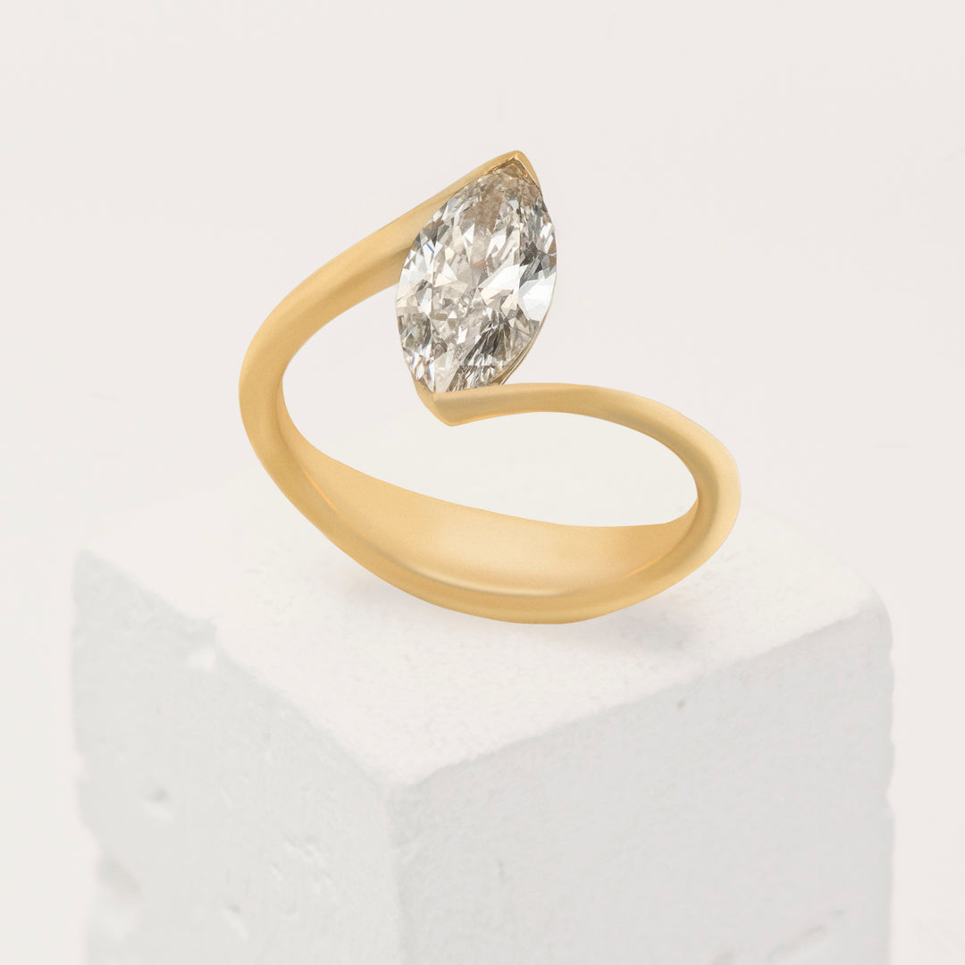 14k Yellow Gold Bypass 1.39ct Marquis Lab-Grown Diamond Engagement Ring