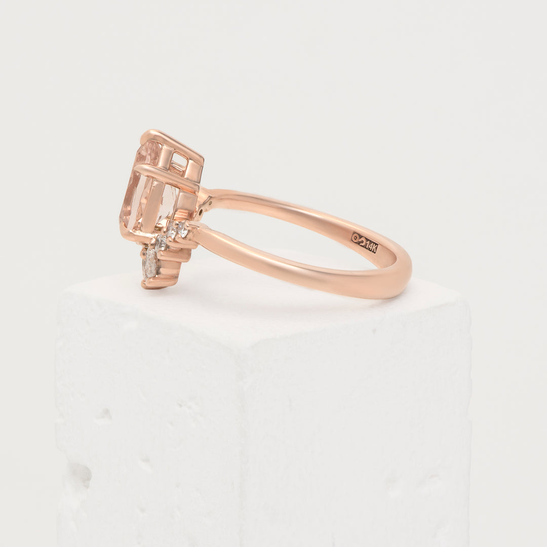 14k Rose Gold Peach Morganite Engagement Ring