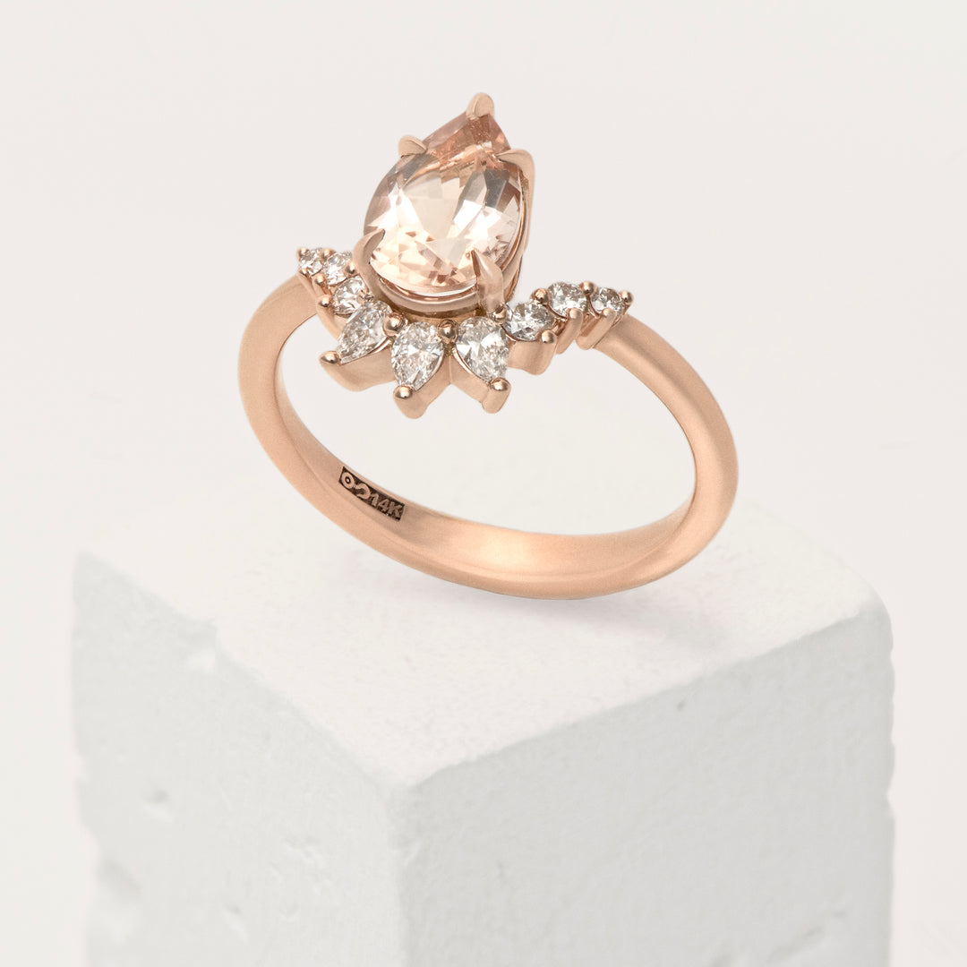 14k Rose Gold Peach Morganite Engagement Ring