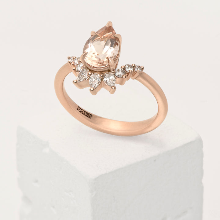 14k Rose Gold Peach Morganite Engagement Ring