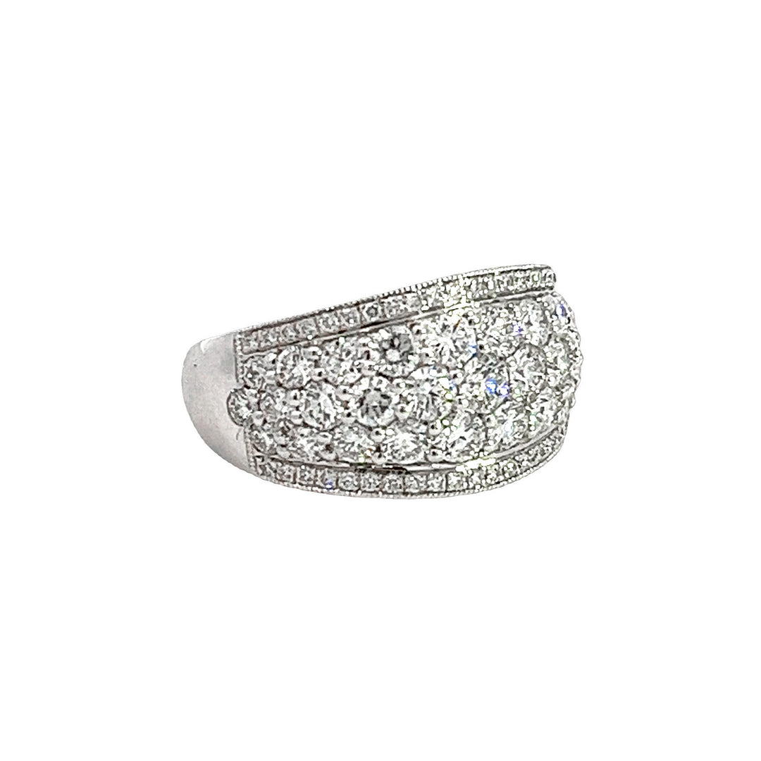 2cttw Pavé Three Row Diamond Anniversary Ring In White Gold