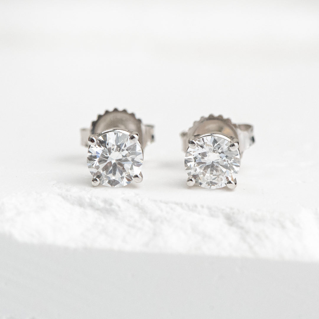 14K White Gold Lab Diamond Stud Earrings (1.42 carat)