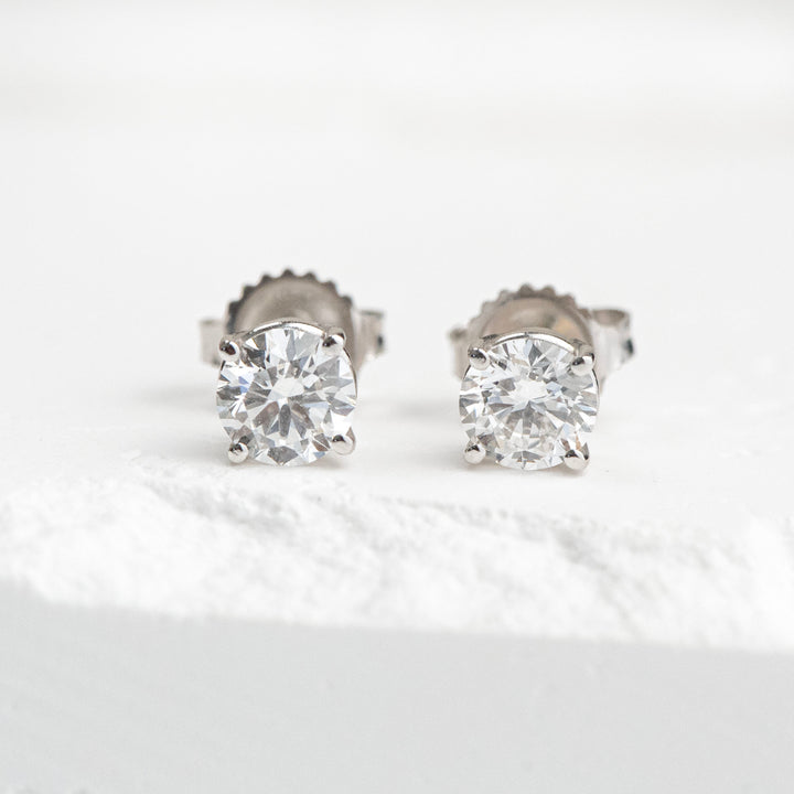 14K White Gold Lab Diamond Stud Earrings (1.42 carat)