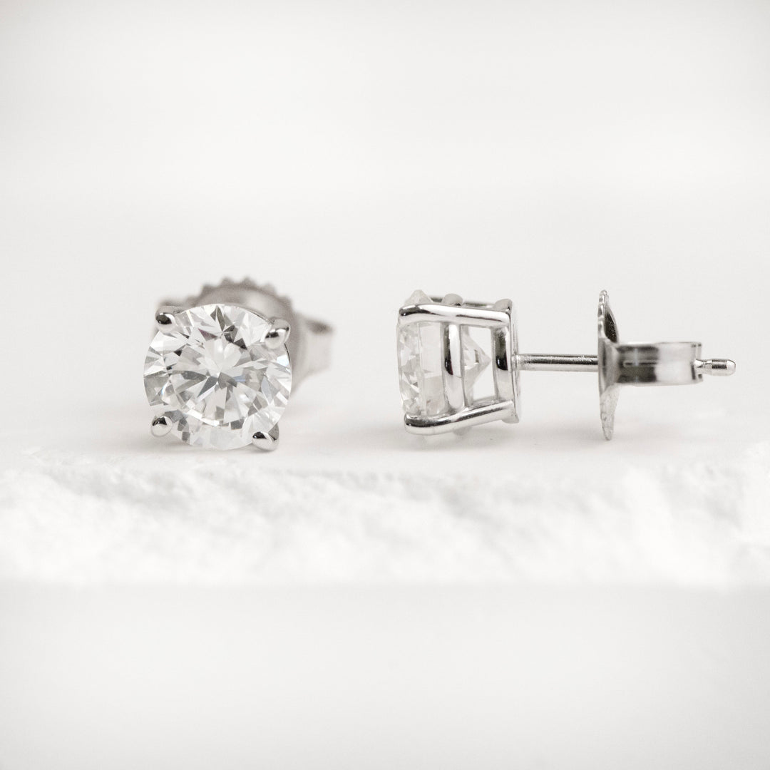 14K White Gold Lab Diamond Stud Earrings (1.42 carat)