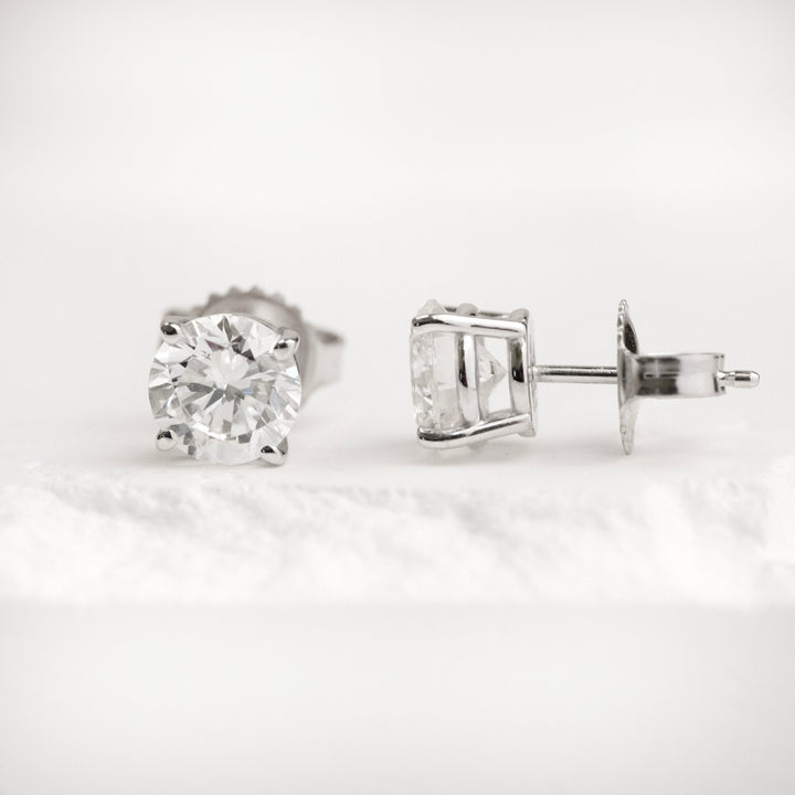 14K White Gold Lab Diamond Stud Earrings (1.42 carat)