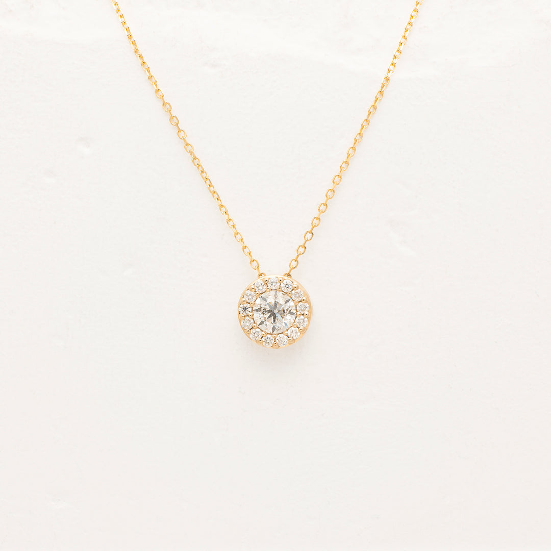 14KY .5ctw Dia. Halo Pendant