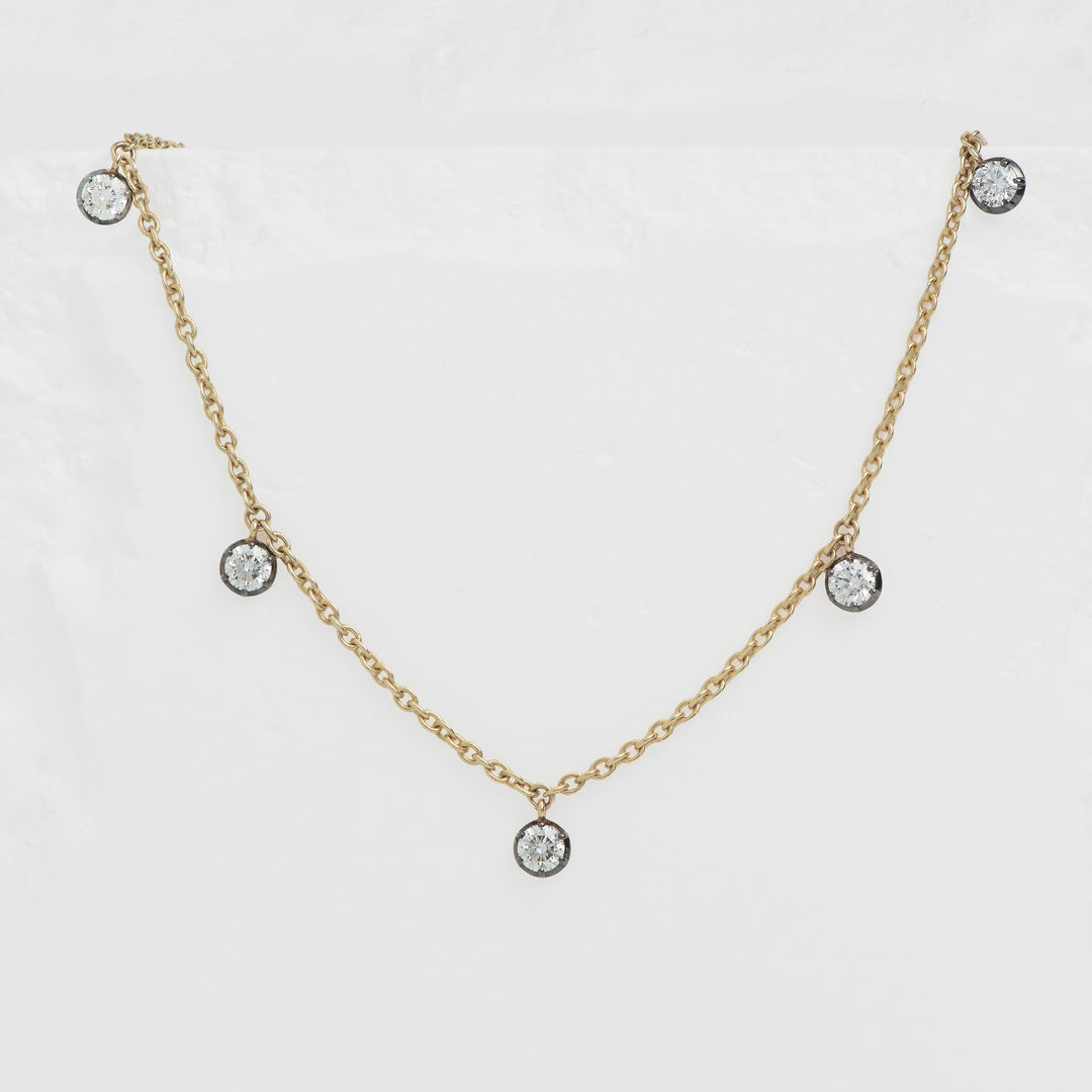 14KY 1.89ctw E VS1 Round LAB Diamond Station Necklace