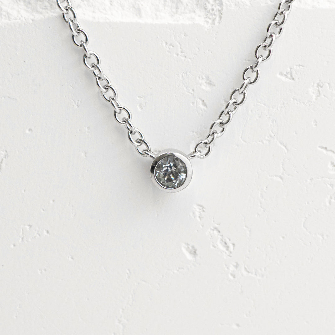 Sterling Silver Aquamarine Bezel Station Necklace