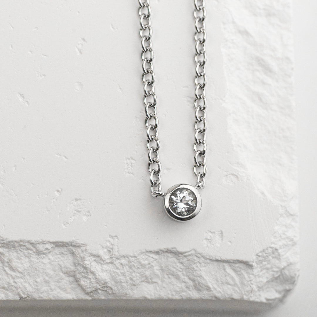 Sterling Silver Aquamarine Bezel Station Necklace