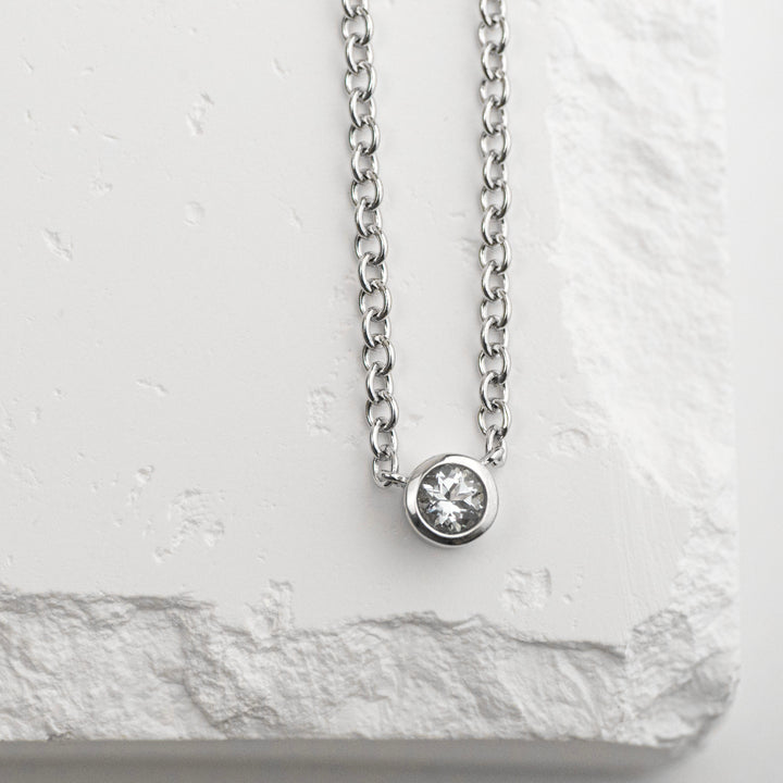 Sterling Silver Aquamarine Bezel Station Necklace