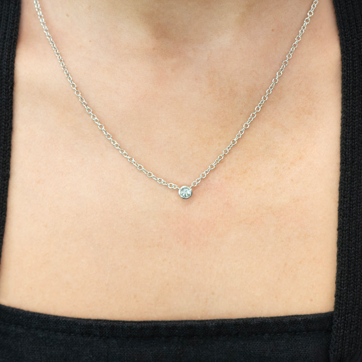 Sterling Silver Aquamarine Bezel Station Necklace