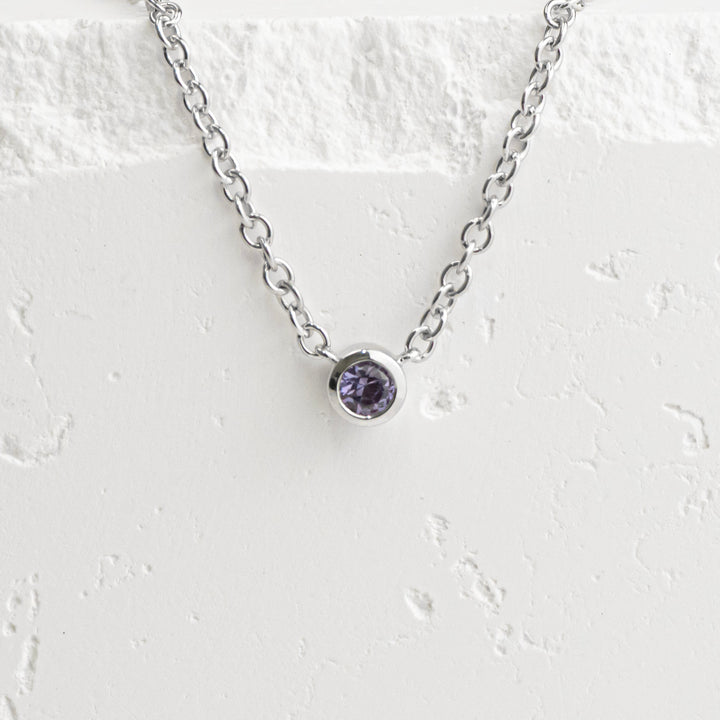 Sterling Silver Created Alexandrite Bezel Station Necklace