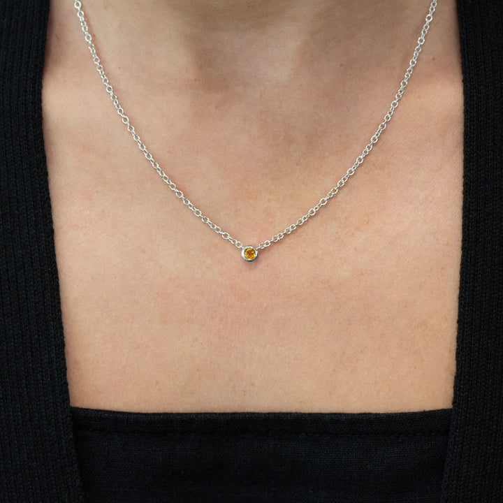 Sterling Silver Citrine Bezel Station Necklace