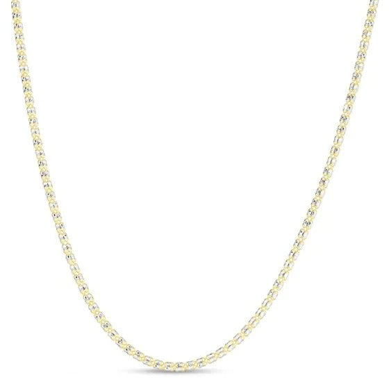 14K Two Tone Diamond Cut Textu