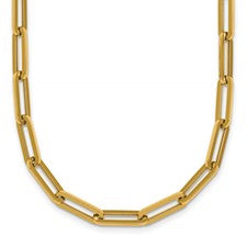 14KY Polished Paperclip Neckla