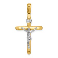 14K Two-tone Polished Crucifix