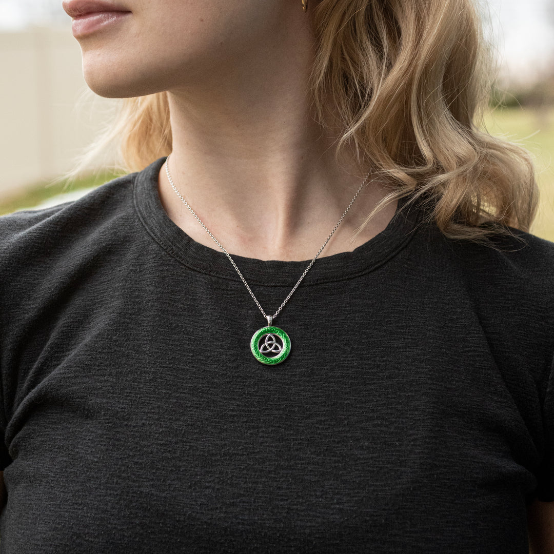 Sterling Silver Green Circle C