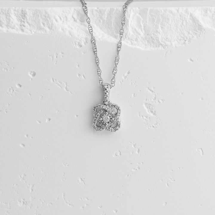 Sterling Silver Diamond Love Knot Necklace