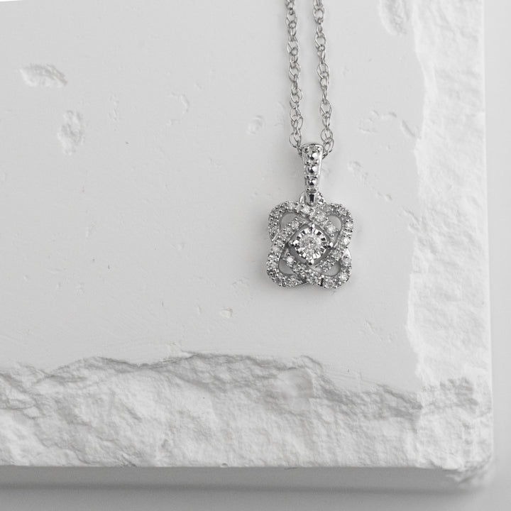 Sterling Silver Diamond Love Knot Necklace