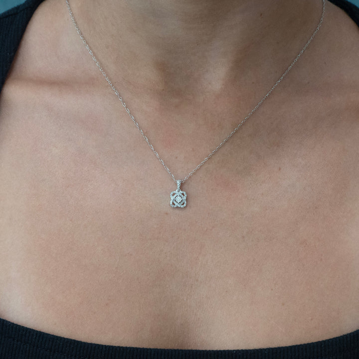 Sterling Silver Diamond Love Knot Necklace