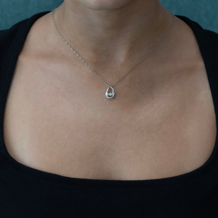 Sterling Silver Shimmering Diamond Teardrop Pendant Necklace