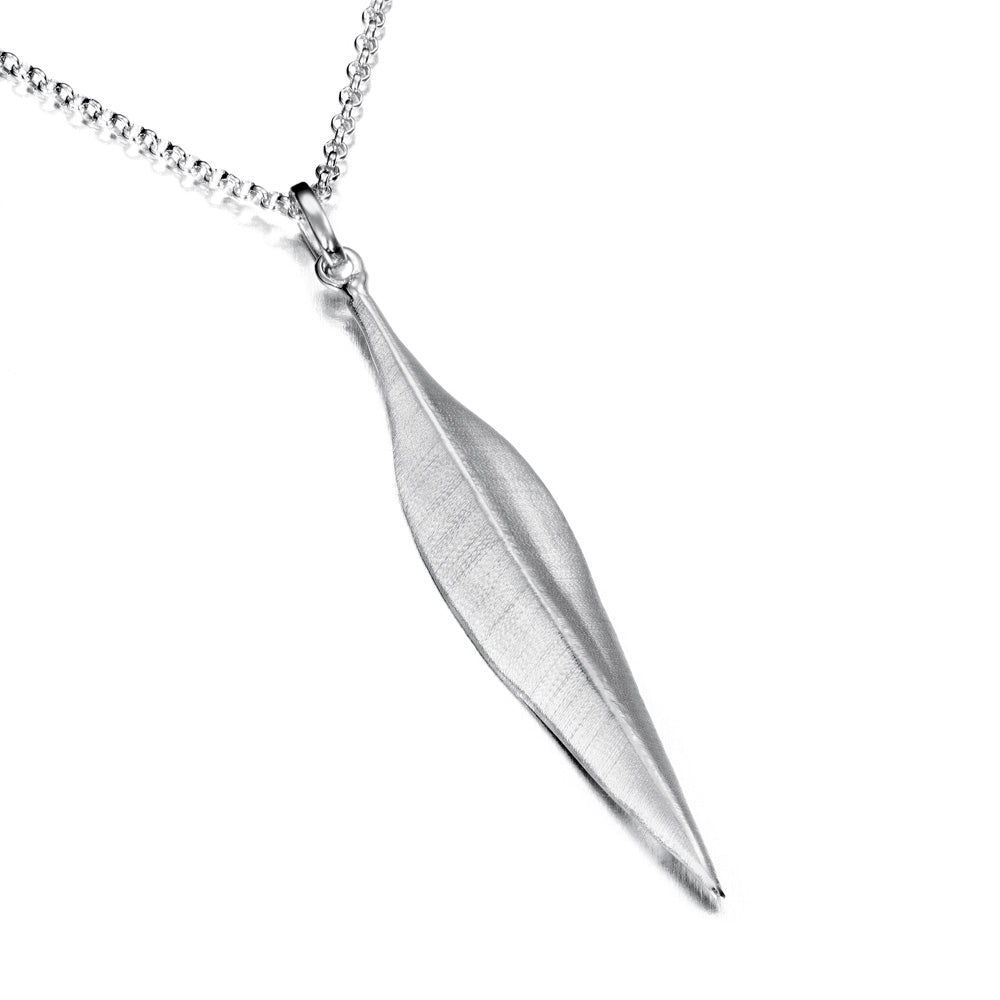 SS Rhodium Plated Leaf Pendant