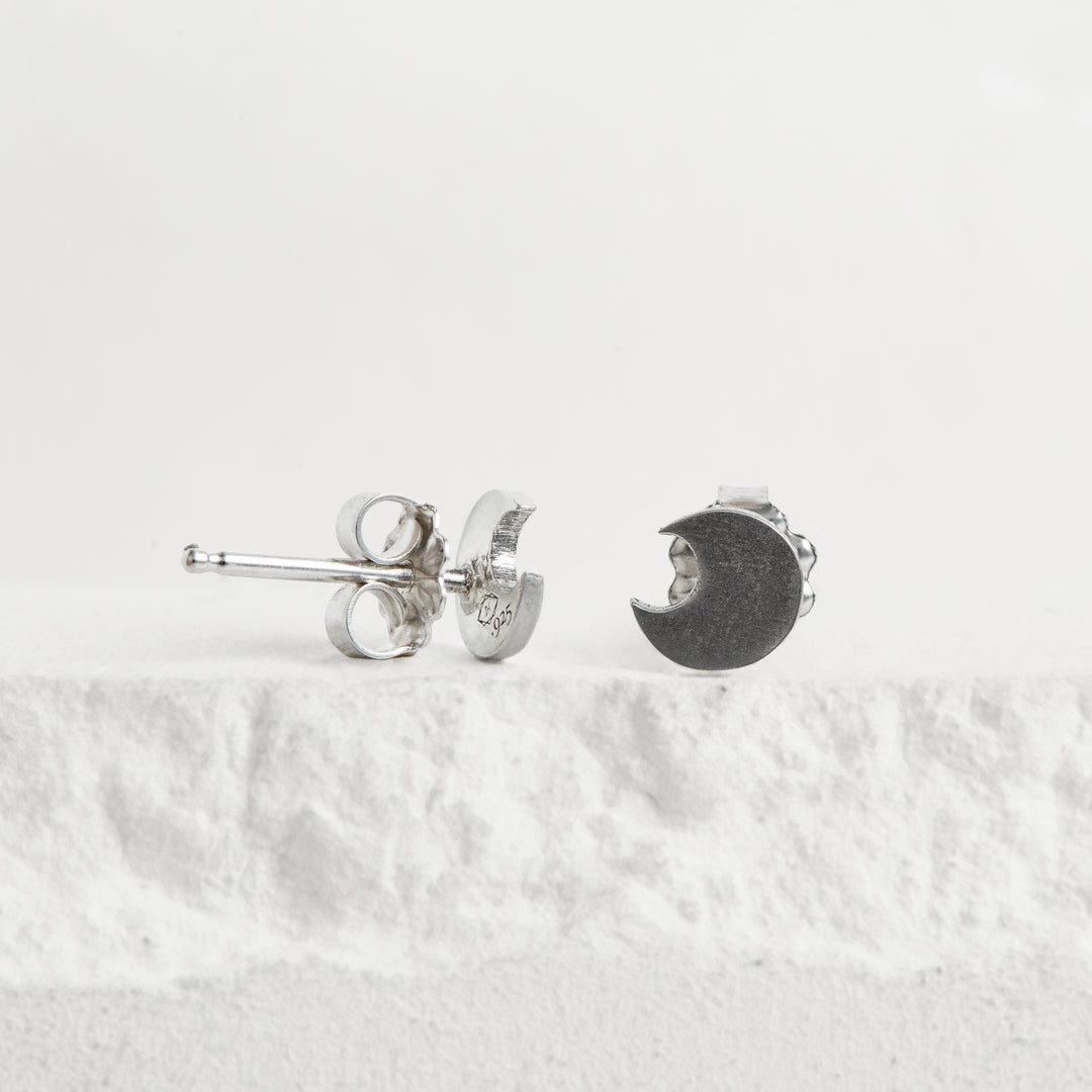 SS Moon Stud Earrings