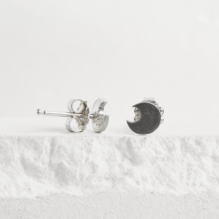 SS Moon Stud Earrings