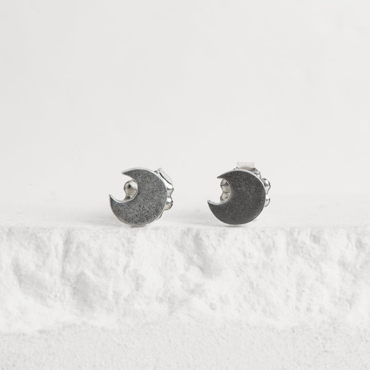 SS Moon Stud Earrings