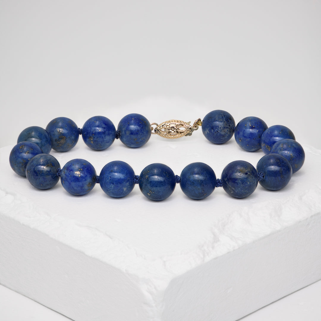 14KY Lapis Bead Bracelet 7.5"