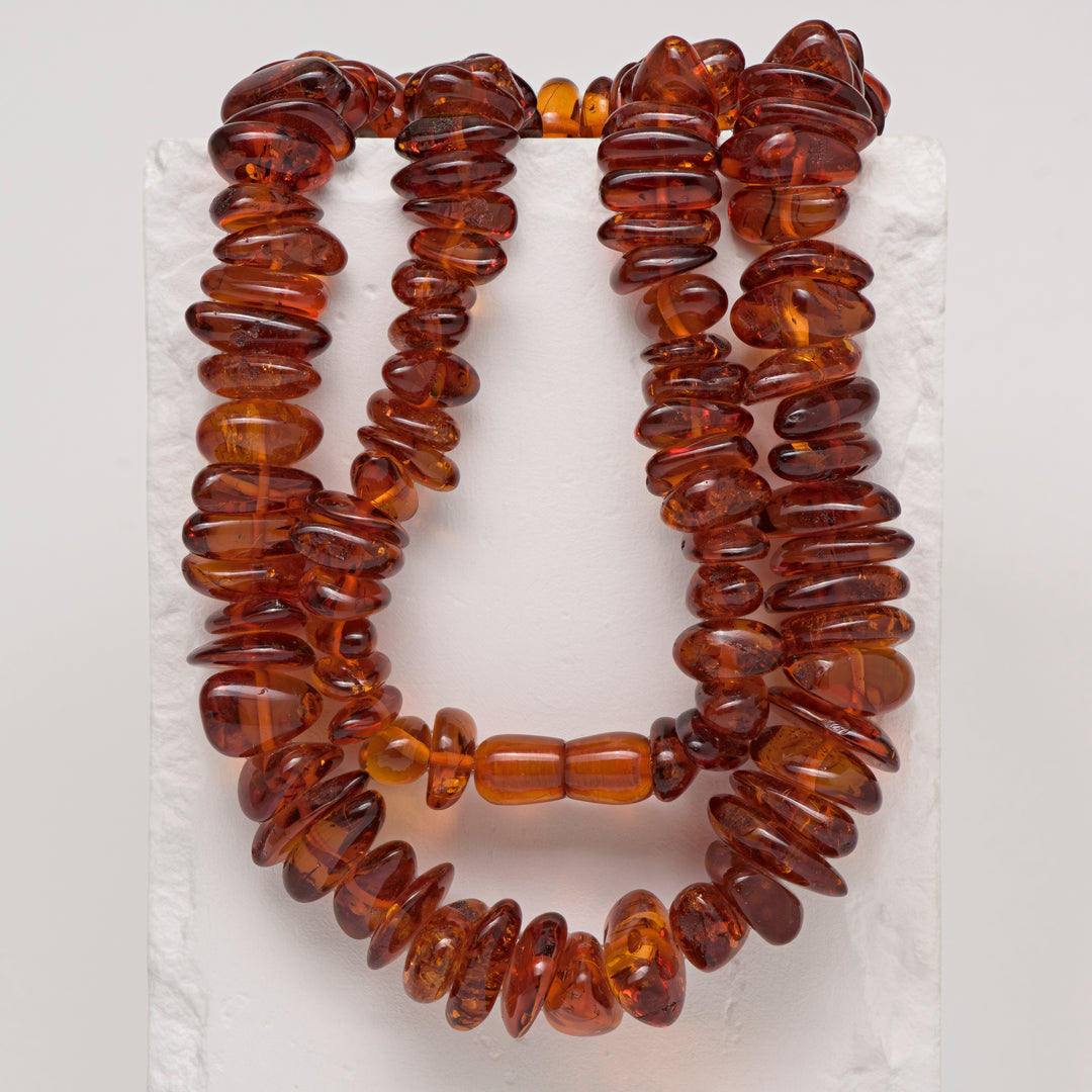 Amber Bead Necklace 28"