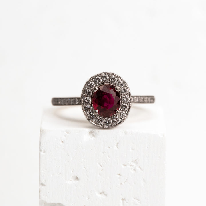 18KW 1ctw Burmese Ruby & .50ct