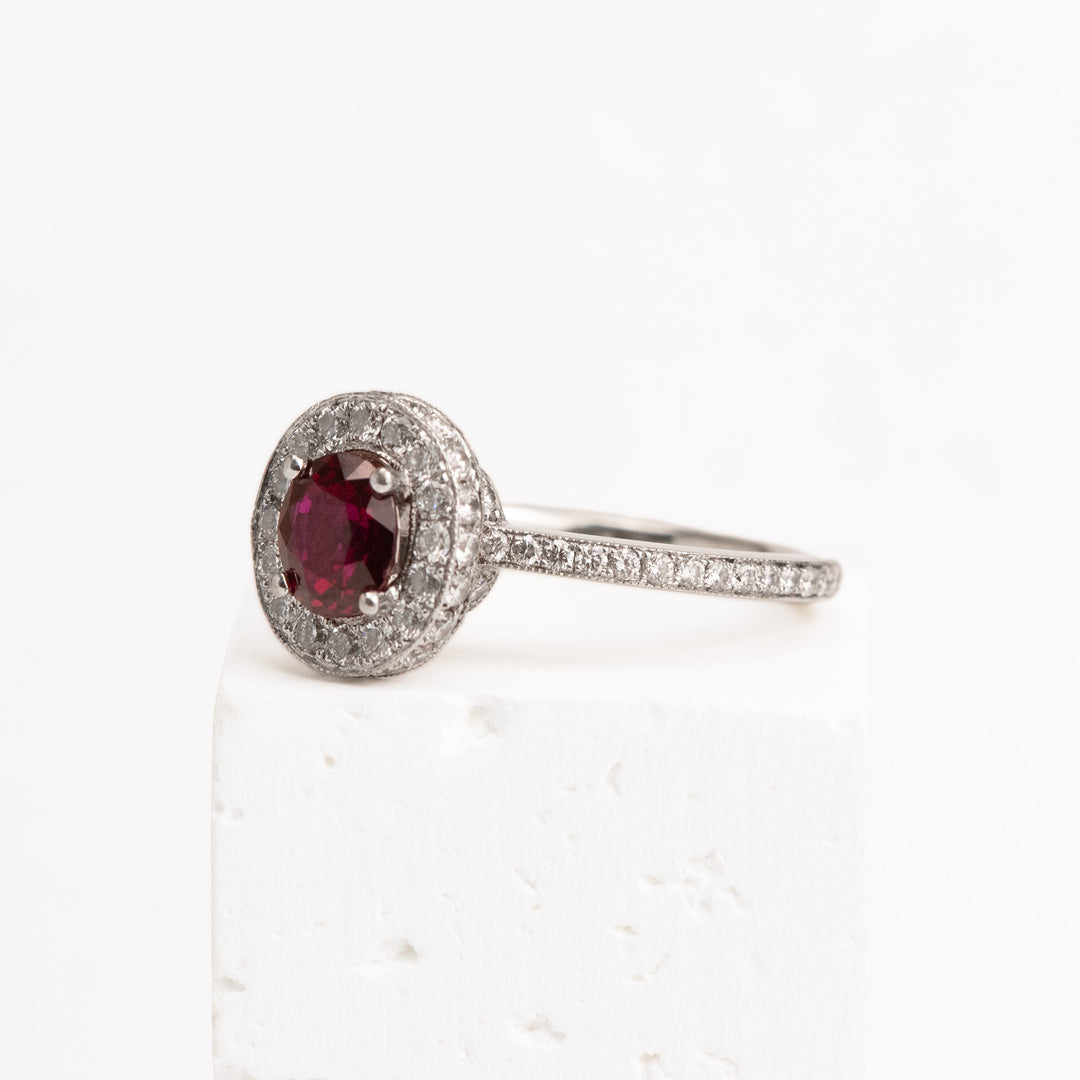 18KW 1ctw Burmese Ruby & .50ct