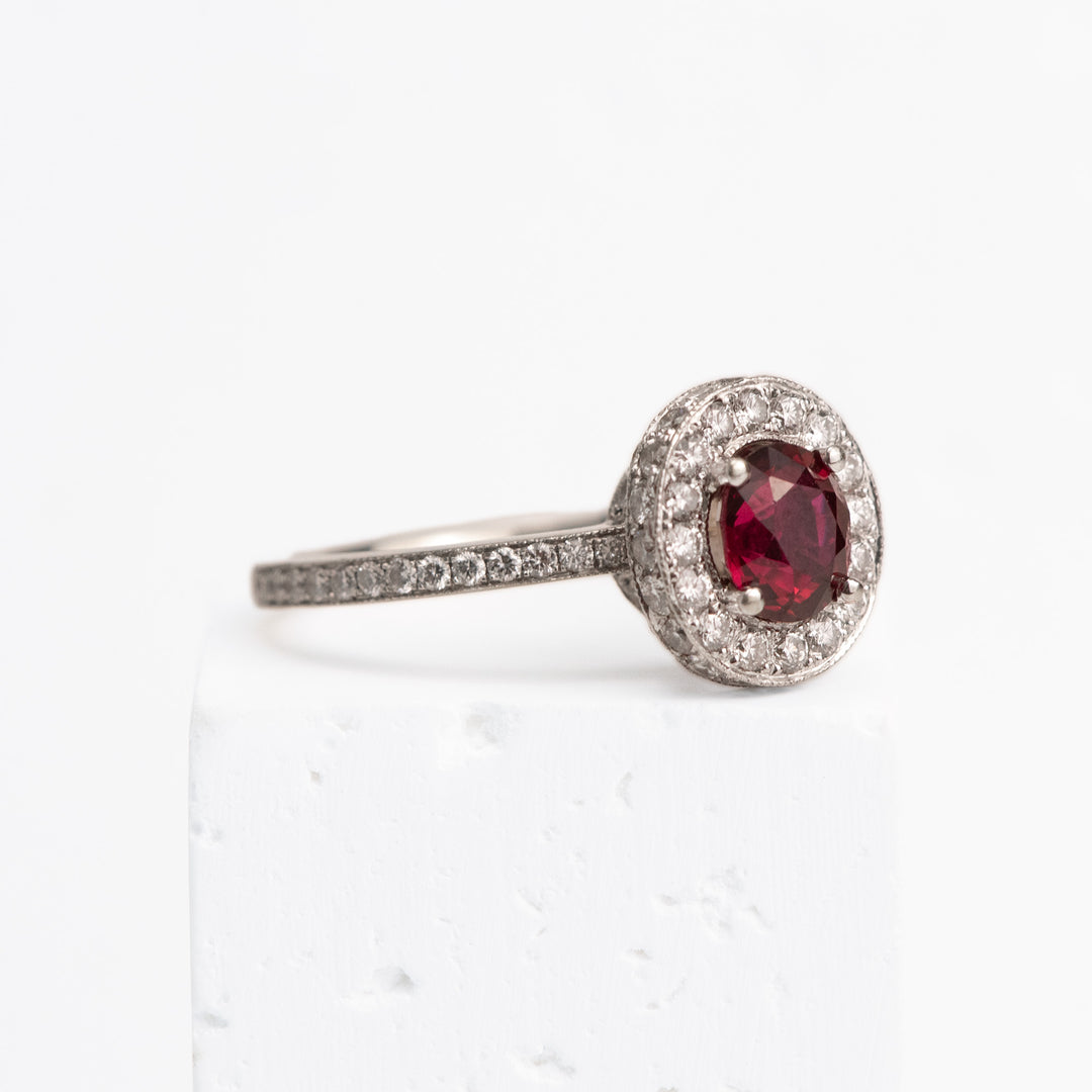 18KW 1ctw Burmese Ruby & .50ct