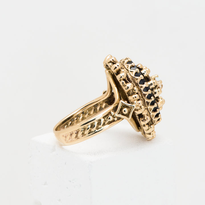 14KY Onyx & Opal Harem Ring