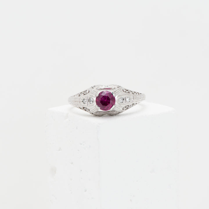 Plat. Edwardian .63ctw Ruby Ri