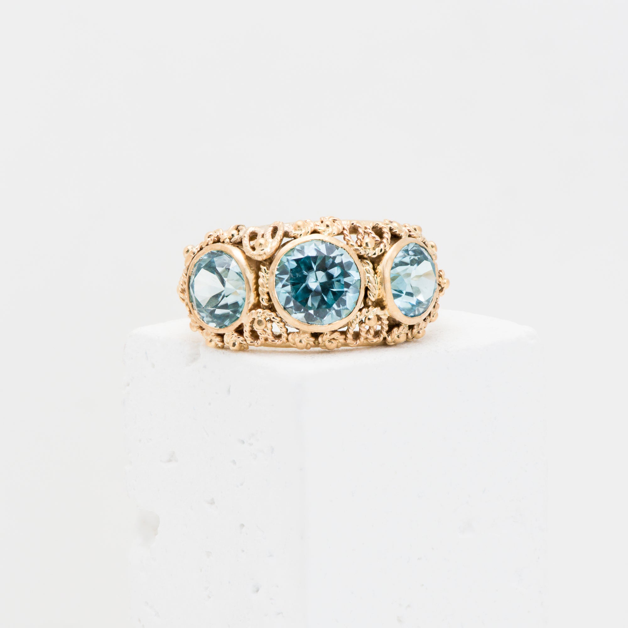 18K Zircon Antique 3-Stone Rin For Sale | JAB Jewelry Works